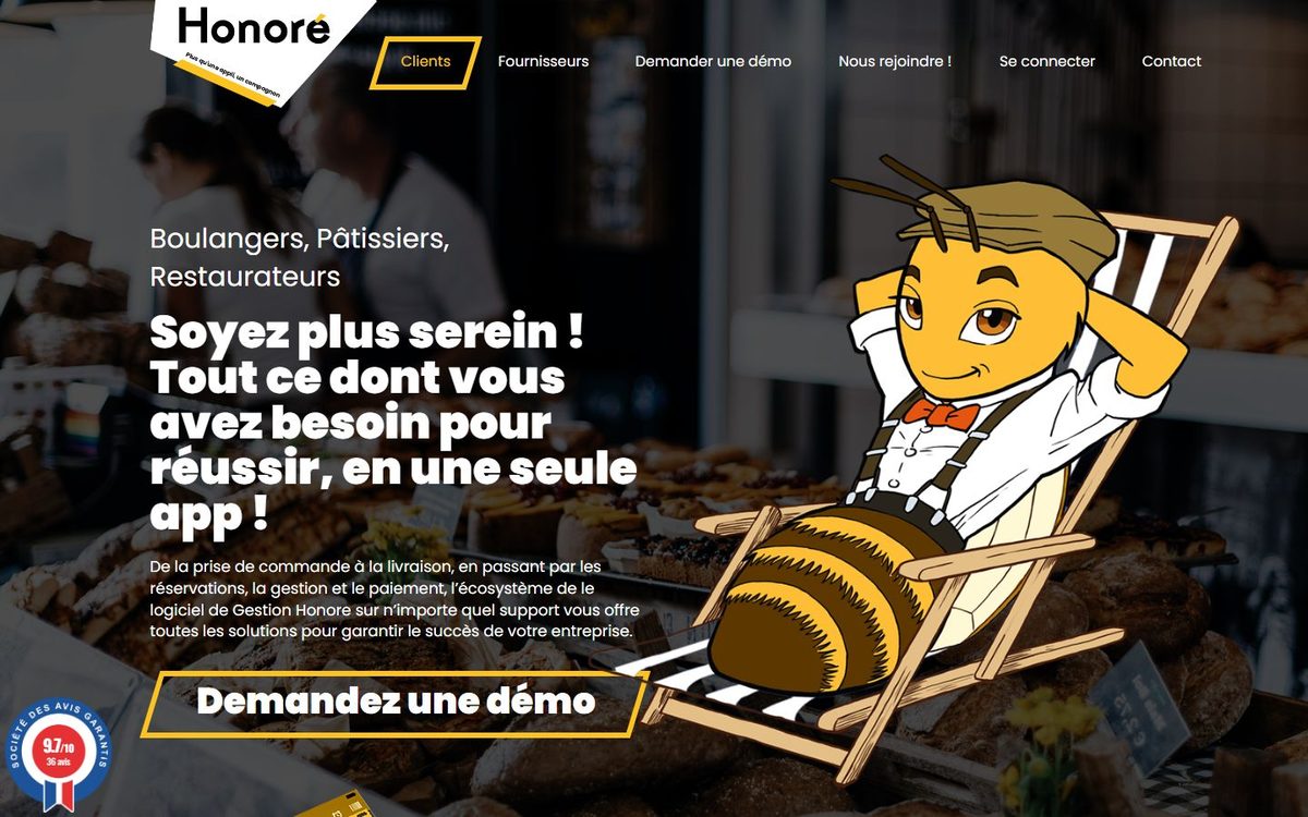 Site Honoré Gestion : logiciel de gestion pour boulangers, pâtissiers et restaurateurs